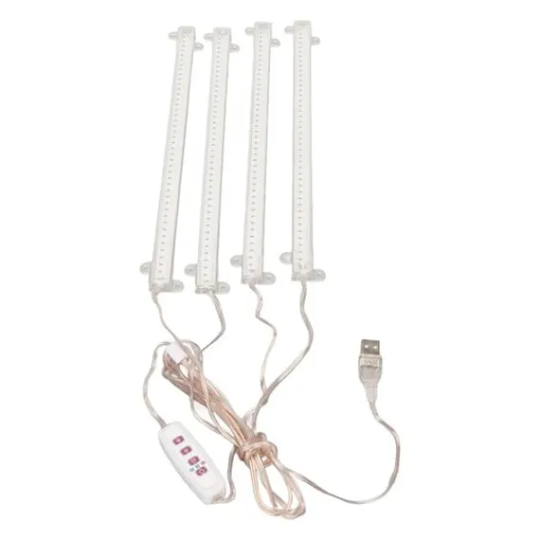 Kit Til Plante- & Urtedyrkning^4 hoveder USB-stik Dæmpbar Full Spectrum LED Grow Light med timerfunktion til indendørs sukkulenter - 4000K 168 LED'er