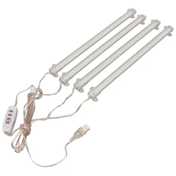 Kit Til Plante- & Urtedyrkning^4 hoveder USB-stik Dæmpbar Full Spectrum LED Grow Light med timerfunktion til indendørs sukkulenter - 4000K 168 LED'er