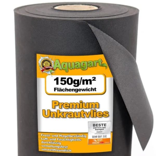 204 m² Havefleece Ukrudtsbekæmpelsesstof Ukrudtsforing Mulchforing Mulchstof 150 g 2 m bred Haveduge