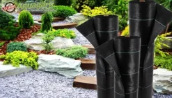96 m² Ukrudtsbekæmpelsesmembran Ukrudtsforing Mulch liner 100 g 1,65 m bred Haveduge