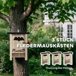 Best 3 pakker flagermusreder, flagermuskasser til haver, frugthaver, gårde, nem ophængning, 18 x 6 x 22,5 cm Til Fugle & Småvildt