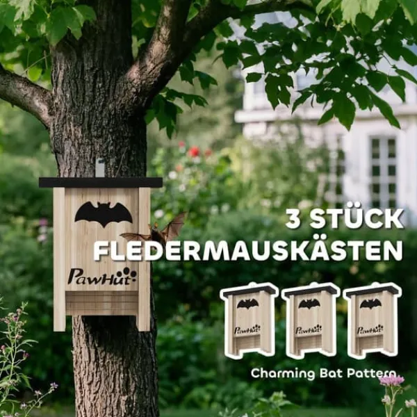 Til Fugle & Småvildt^3 pakker flagermusreder, flagermuskasser til haver, frugthaver, gårde, nem ophængning, 18 x 6 x 22,5 cm