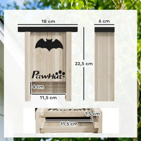 Hot 3 pakker flagermusreder, flagermuskasser til haver, frugthaver, gårde, nem ophængning, 18 x 6 x 22,5 cm Til Fugle & Småvildt