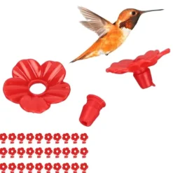 Til Fugle & Småvildt^30 set Hummingbird Feeder Blommor Flerfärgad Unik utbytbar Hummingbird Bird Feeder Blomma Tillbehör Röd