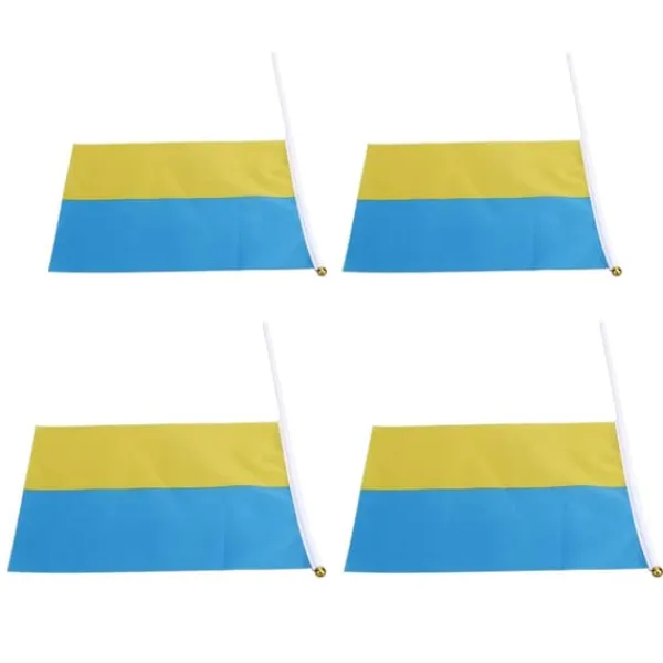Flag & Vindposer^10 set Ukraina handhållna flaggor Polyester blekningsbeständig mini lättvikts Ukraina handhållen stickflagga 11.0-11.8x7.9in