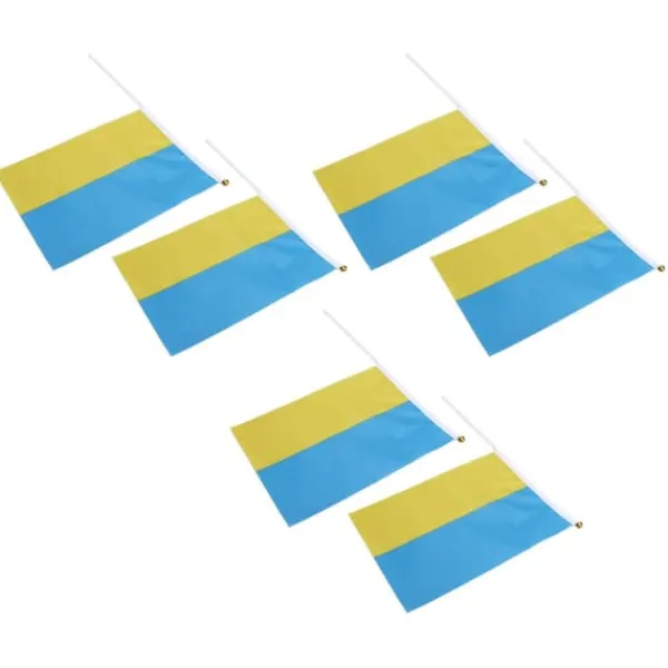 Flag & Vindposer^10 set Ukraina handhållna flaggor Polyester blekningsbeständig mini lättvikts Ukraina handhållen stickflagga 11.0-11.8x7.9in