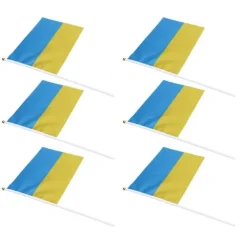 Flag & Vindposer^10 set Ukraina handhållna flaggor Polyester blekningsbeständig mini lättvikts Ukraina handhållen stickflagga 11.0-11.8x7.9in