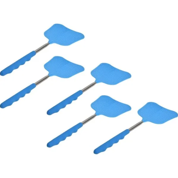 New 5 st flugsmäll blå lättvikts flexibel bekväm förtjockad flugracket med infällbar stav Fluesmækkere