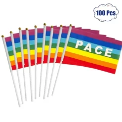 Flag & Vindposer^50/100 st Mini Peace Flag Rainbow Pacifist Flag Handhållen Polyester Peace Flagga
