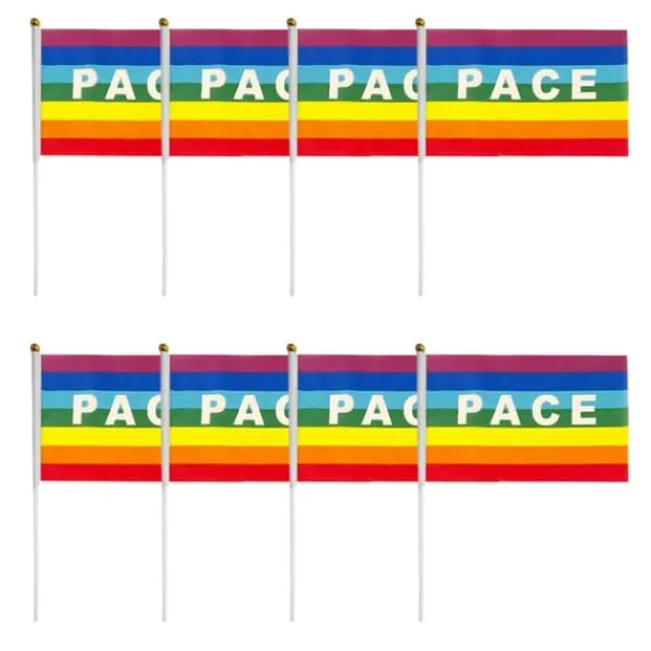 Flag & Vindposer^50/100 st Mini Peace Flag Rainbow Pacifist Flag Handhållen Polyester Peace Flagga