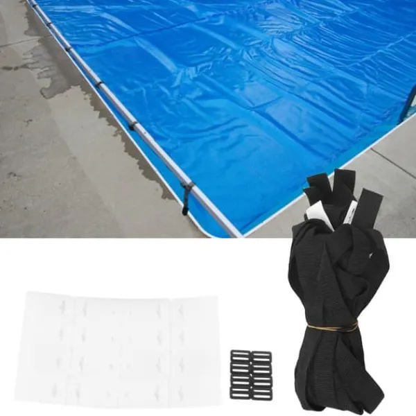 Pool- & Spatilbehør^8 sæt swimmingpoolrullebånd soldækselhjulsmonteringssæt med snorplader og spænder