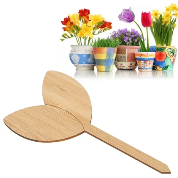 Havedekorationer^10 st Växtetiketter Bambu Material Lätt att skriva 1/8 i tjocklek Dekorativa trädgårdsmarkörer för trädgårdsmästare Bladform