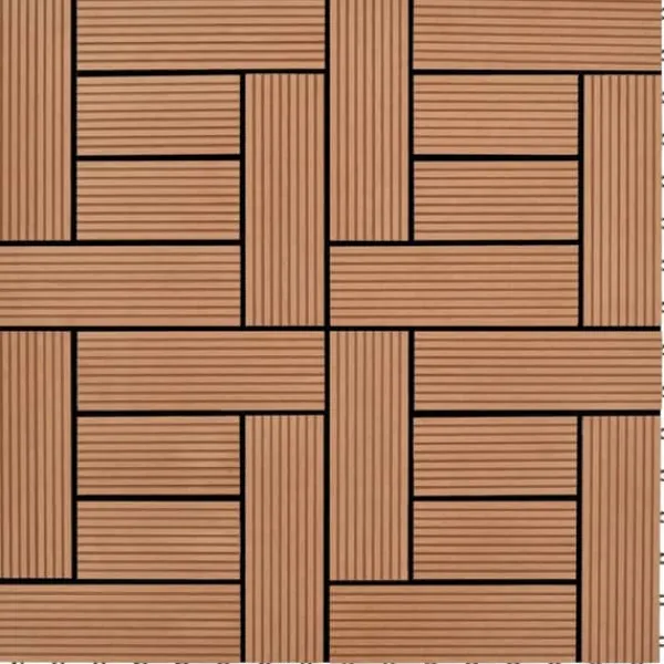 Havedekorationer^11 stk. Brune 30 x 30 cm dækningsfliser WPC 1 m2 - Gulve