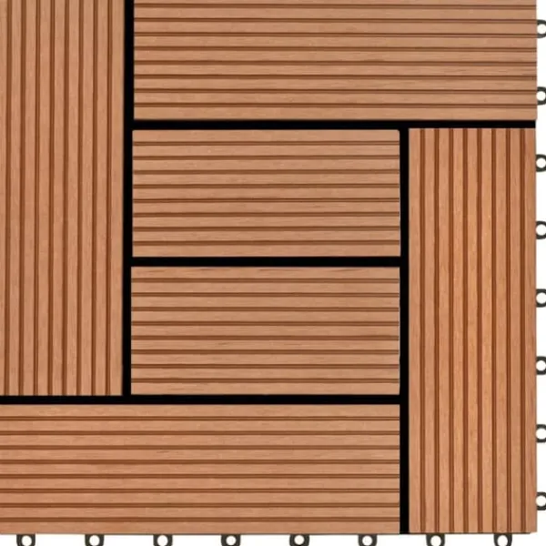 Havedekorationer^11 stk. Brune 30 x 30 cm dækningsfliser WPC 1 m2 - Gulve