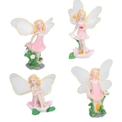 Havedekorationer^4 Stk Flower Fairies Figurer Statue Have Home Ornament Resin Model Miniature Landscape Decor