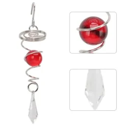Sale 2 stk. Gazing Ball Spiral Halevindspinner Stabilisator Rustfrit Stål Spiral Vindklokke Til Udendørs Rød Vinddekoration