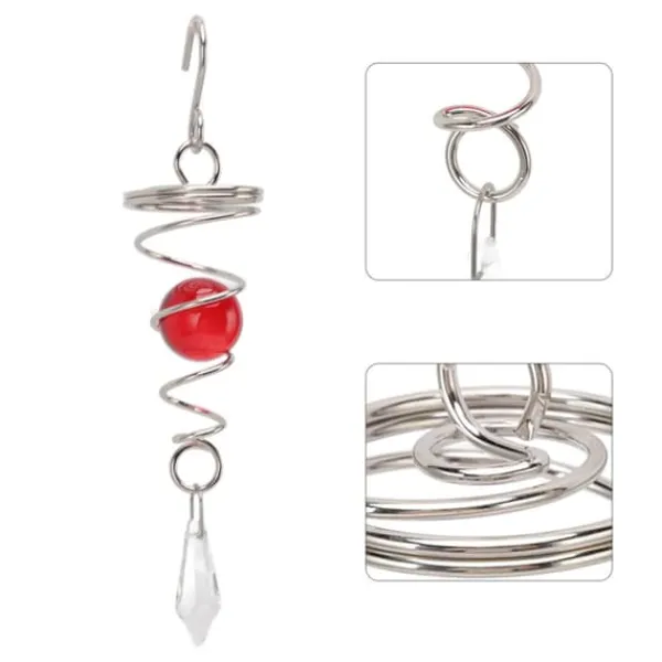 Sale 2 stk. Gazing Ball Spiral Halevindspinner Stabilisator Rustfrit Stål Spiral Vindklokke Til Udendørs Rød Vinddekoration