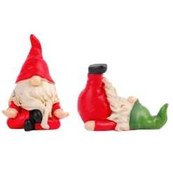 2 stk. gnome-statue, sjov, fræk havenisse-figurdekoration, mini julenissedekoration Havedekorationer