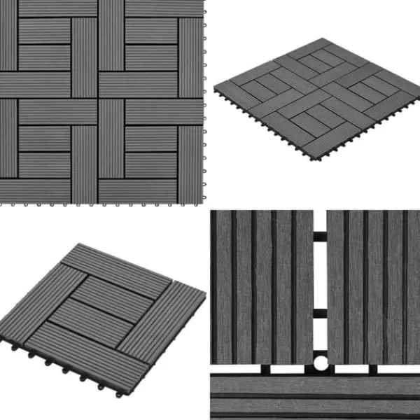 Sale 11 stk. Grå 30 x 30 cm kompositfliser WPC 1 m2 - - Home & Living Havedekorationer