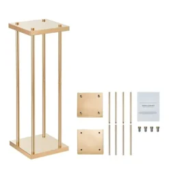 Krukker & Plantebeholdere^4 stk guld metal søjle blomsterstandere, 80 cm høj med geometrisk vase, perfekt til bryllupper og fester. Elegante midterstykker til receptioner.