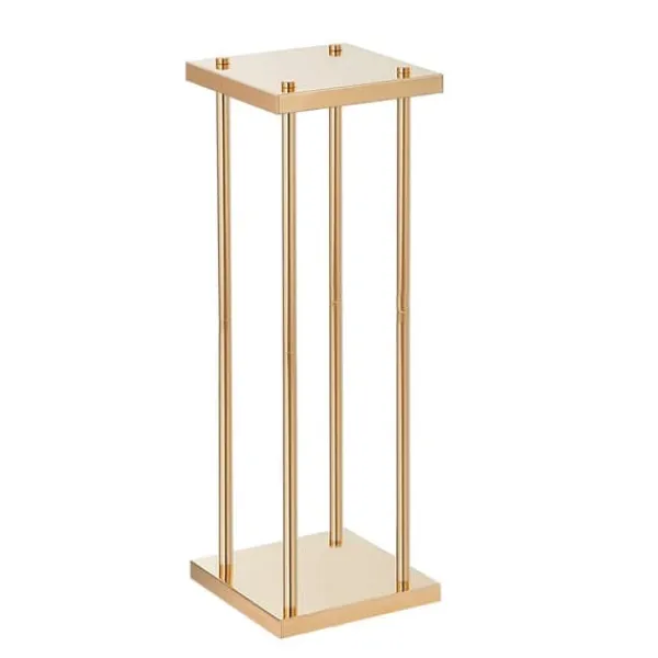 Krukker & Plantebeholdere^4 stk guld metal søjle blomsterstandere, 80 cm høj med geometrisk vase, perfekt til bryllupper og fester. Elegante midterstykker til receptioner.