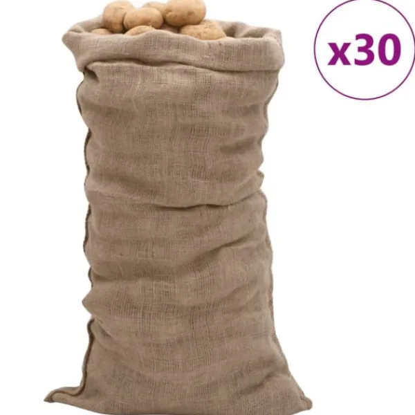 30 stk. jutesække - Multifunktionelle opbevaringssække | Størrelse: 65x135 cm | Materiale: 100% jute Havekurve