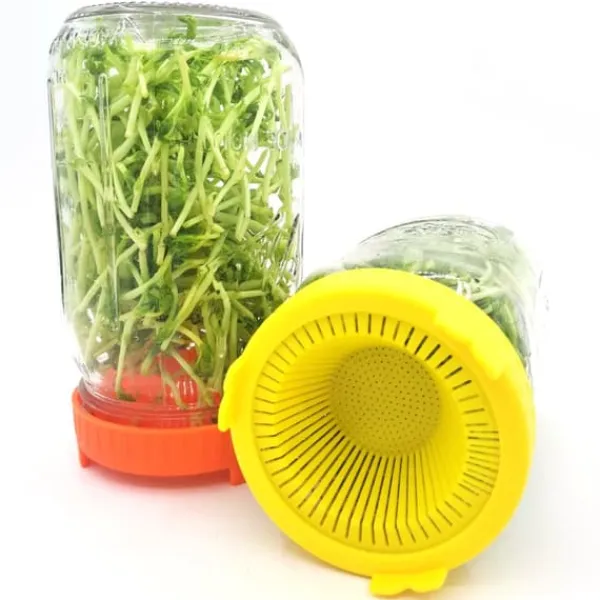 Kit Til Plante- & Urtedyrkning^4 stk. let skylle- og afdrypningsvenlige plastikspirelåg til brede krukker