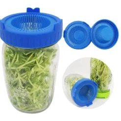 Kit Til Plante- & Urtedyrkning^4 stk. let skylle- og afdrypningsvenlige plastikspirelåg til brede krukker