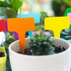 Krukker & Plantebeholdere^50 stk. orange plastik T-formede havemærker til planteskoler, havedekorationer, urtepotter, plantemærker
