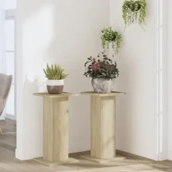 Best 2 stk. plantestativer i konstrueret træ - Stabil og slidstærk | Størrelse: 30x30x60 cm | Farve: Sonoma-eg Plantestativer