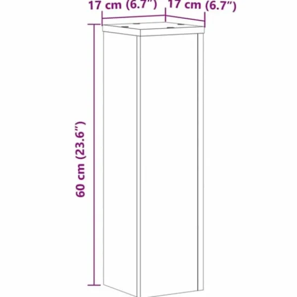 Plantestativer^2 stk. plantestativer i konstrueret træ - Blomsterstativ | Størrelse: 17x17x60 cm | Farve: Egetræsfarvet