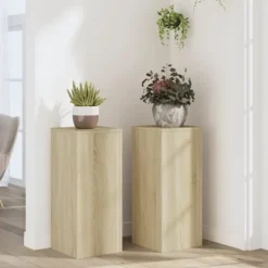 Hot 2 stk. plantestativer i konstrueret træ - Stabilt design | Størrelse: 30x30x70 cm | Farve: Sonoma-eg Plantestativer