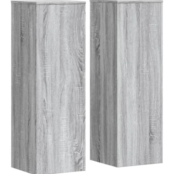 Sale 2 stk. robuste plantestativer i konstrueret træ | Farve: Grå sonoma-eg | Størrelse: 33x33x100 cm Plantestativer