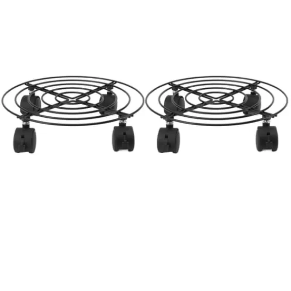 Støtte Med Hjul, Sæder & Knæbeskyttelse Til Havepleje^2 stk. udendørs plantevogn med låsbare hjul i jern og PVC med høj bæreevne, rullende plantestativ til store planter