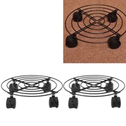 Støtte Med Hjul, Sæder & Knæbeskyttelse Til Havepleje^2 stk. udendørs plantevogn med låsbare hjul i jern og PVC med høj bæreevne, rullende plantestativ til store planter