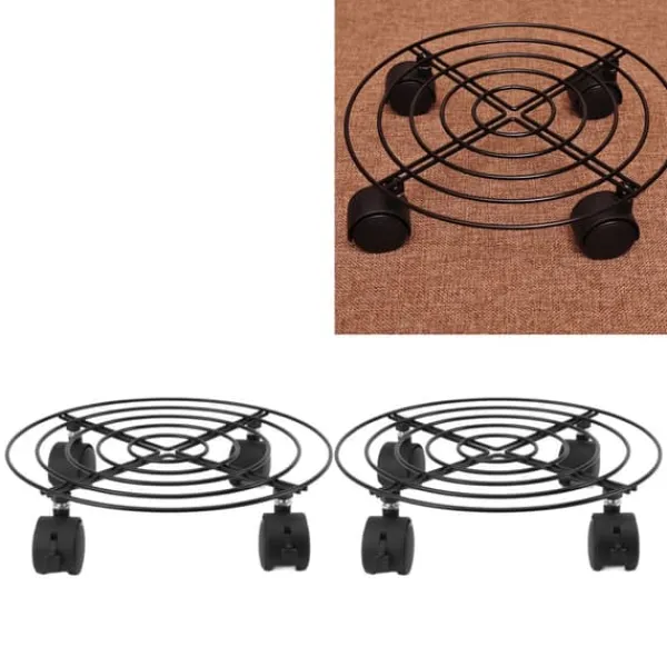 Støtte Med Hjul, Sæder & Knæbeskyttelse Til Havepleje^2 stk. udendørs plantevogn med låsbare hjul i jern og PVC med høj bæreevne, rullende plantestativ til store planter