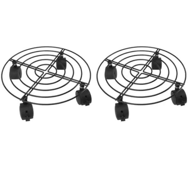 Støtte Med Hjul, Sæder & Knæbeskyttelse Til Havepleje^2 stk. udendørs plantevogn med låsbare hjul i jern og PVC med høj bæreevne, rullende plantestativ til store planter