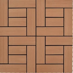 Havedekorationer^11 stk. WPC dækningsfliser - 30x30 cm | Farve: Brun | Dækker 1 m²