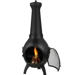 Brændeovne^18 Tommer Chiminea, Outdoor Brændeovn, med Grillnet og Skorstensbeklædning