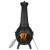 Clearance 22 tommer Chiminea, Udendørs Aluminium Pejs, med Grillnet og Skorstensbelægning Pejse