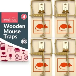Skadedyrsfælder^4 Wooden Mouse Traps Traditional Mice Rodent Pest Control Trap Reusable Durable