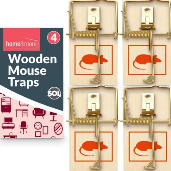 Skadedyrsfælder^4 Wooden Mouse Traps Traditional Mice Rodent Pest Control Trap Reusable Durable