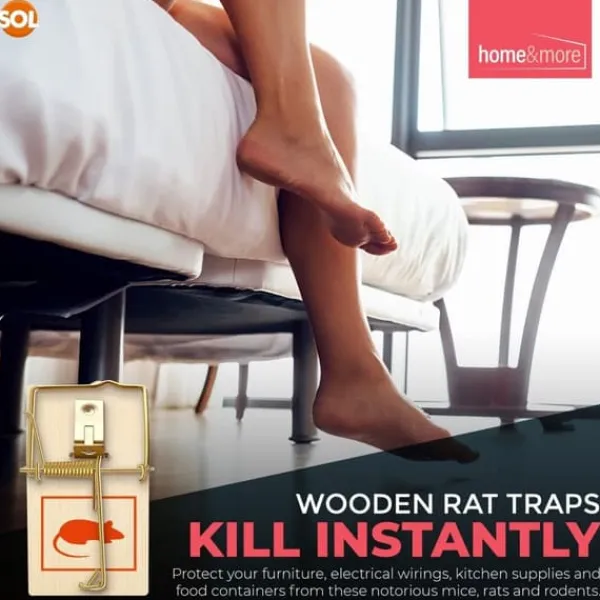 Skadedyrsfælder^4 Wooden Mouse Traps Traditional Mice Rodent Pest Control Trap Reusable Durable
