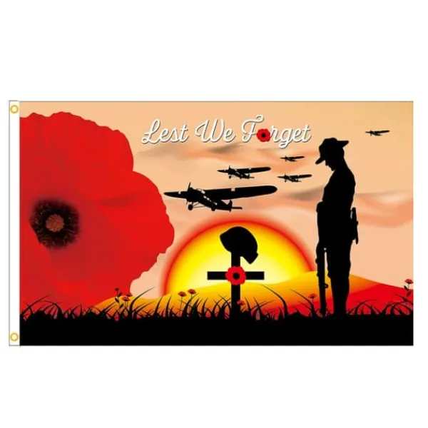 Online 90 x 150 cm Remembrance Day Banner Flag til Hus Udendørs Flag Enkeltlags Polyester Banner Flag & Vindposer