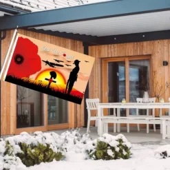Online 90 x 150 cm Remembrance Day Banner Flag til Hus Udendørs Flag Enkeltlags Polyester Banner Flag & Vindposer