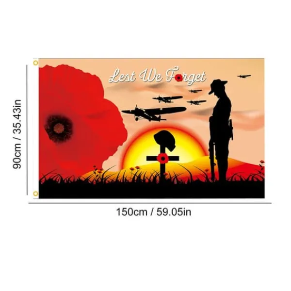 Online 90 x 150 cm Remembrance Day Banner Flag til Hus Udendørs Flag Enkeltlags Polyester Banner Flag & Vindposer