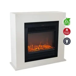 Pejse^Adra ELU-MDW el-komfur - Hvid MDF pejsestel - 1400 Watt varme - fjernbetjening