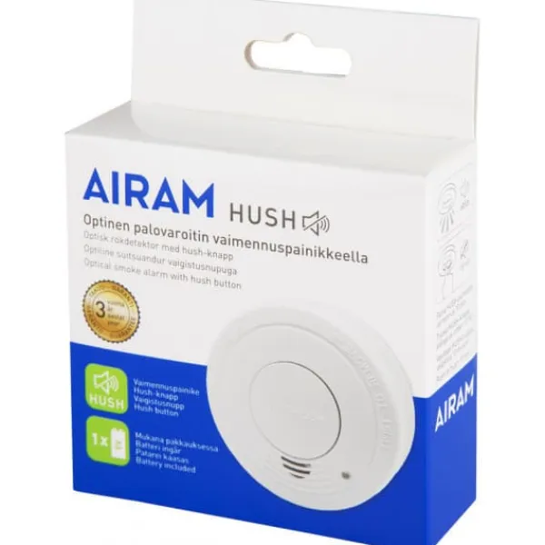 Røg- & Kulmonoxiddetektorer^Airam KD-127A - optisk brandvarmer med dæmpningsknap