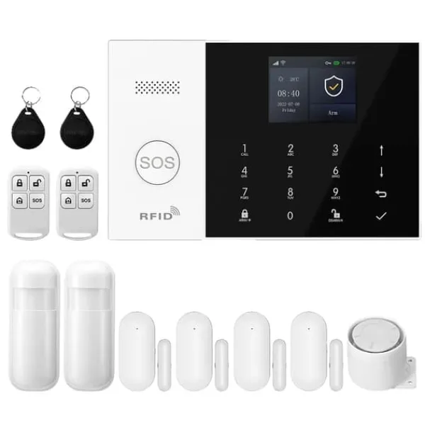 Hjemmealarmsystemer^Alarm System, Smart Home Integration, App Kontrol,4G WiFi Kit C, EU Stik