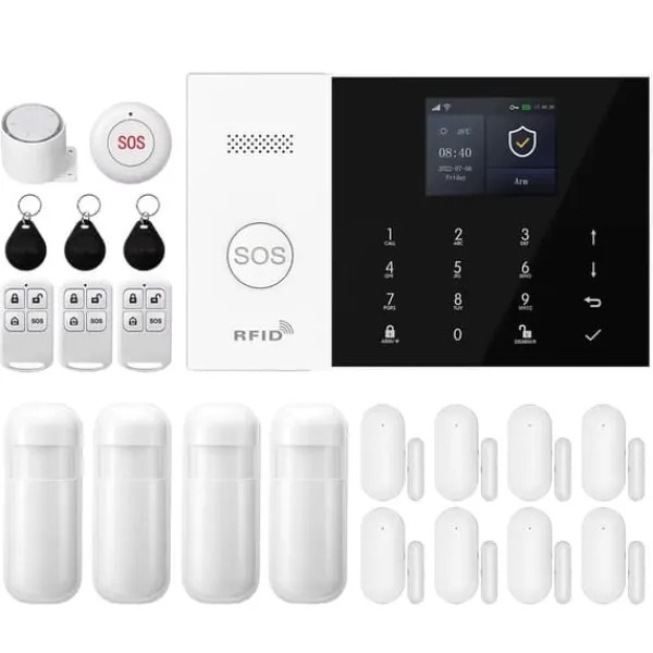 Hjemmealarmsystemer^Alarm System, Smart Home Integration, App Kontrol,4G WiFi Kit E, EU Stik